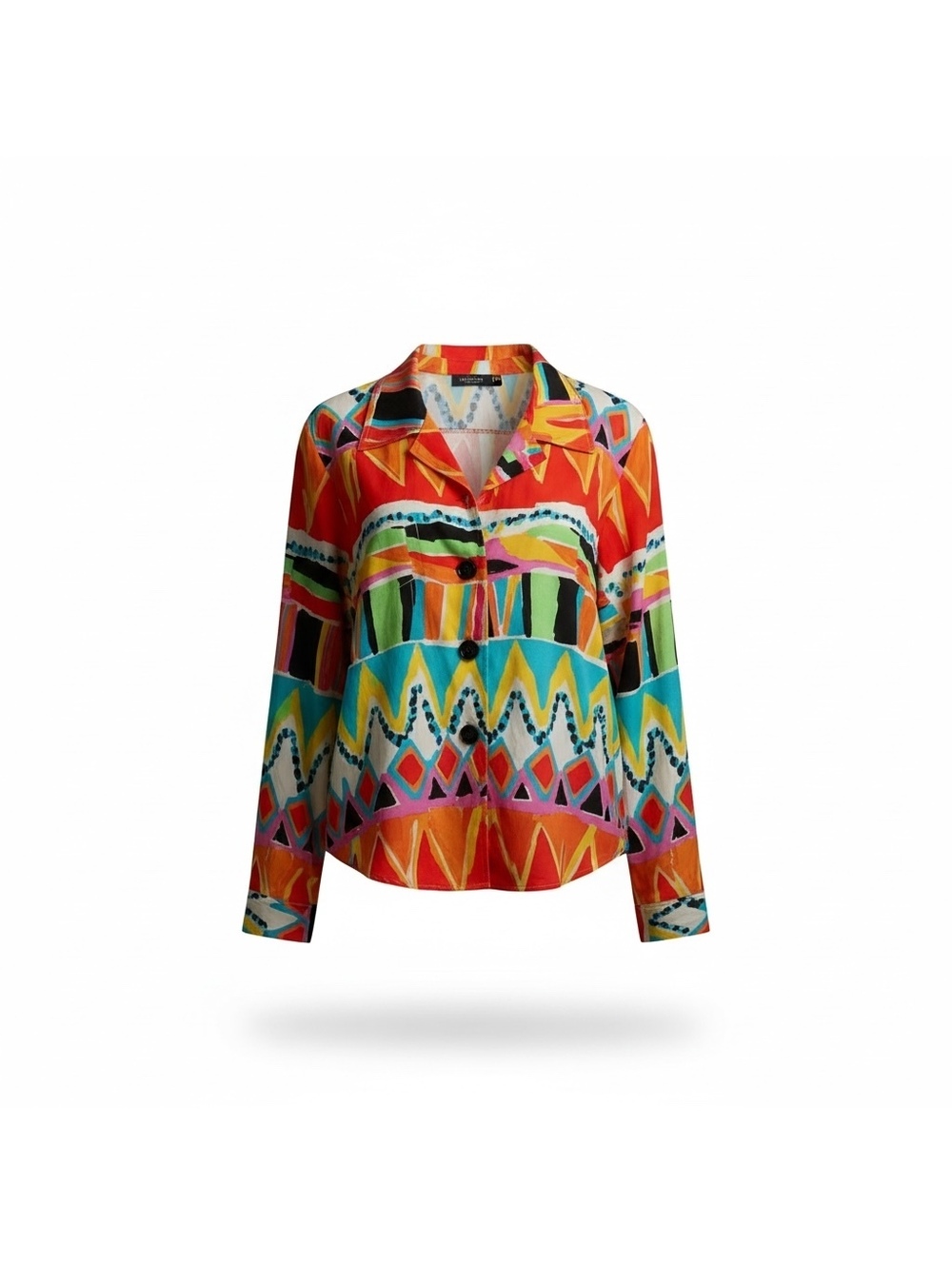 Multicolor Geometric Abstract Statement Blouse